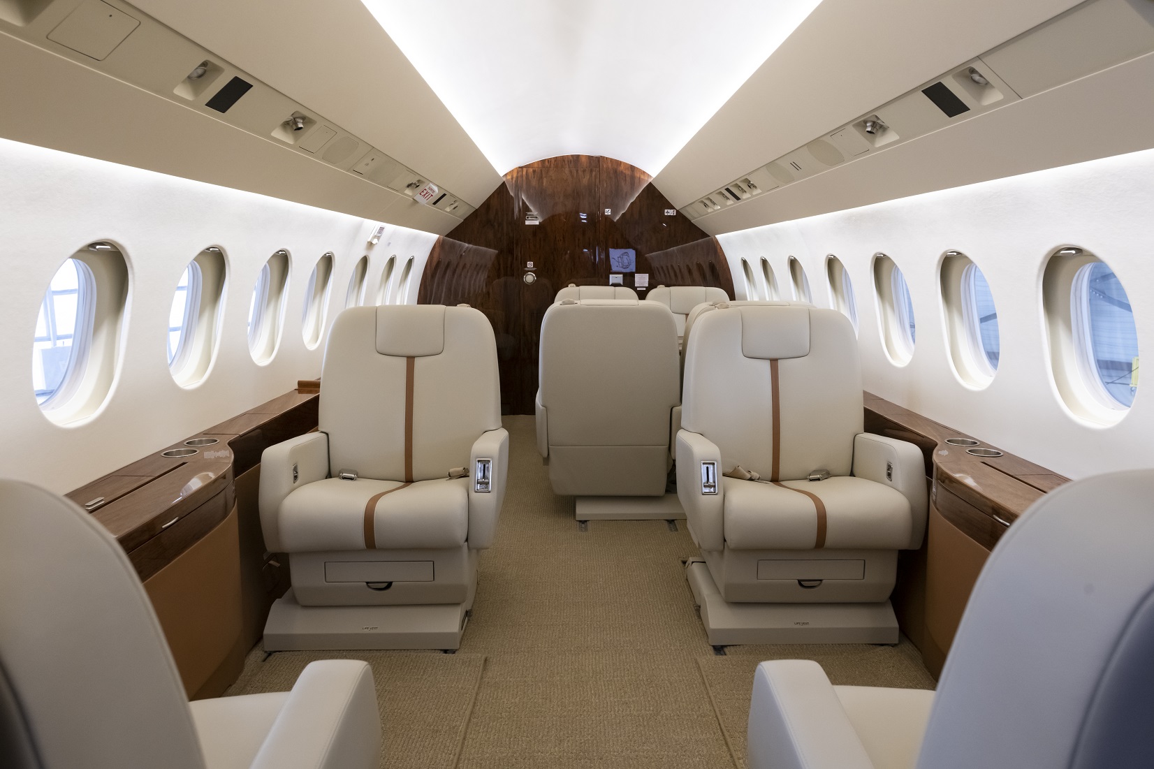 Falcon private jet cabin